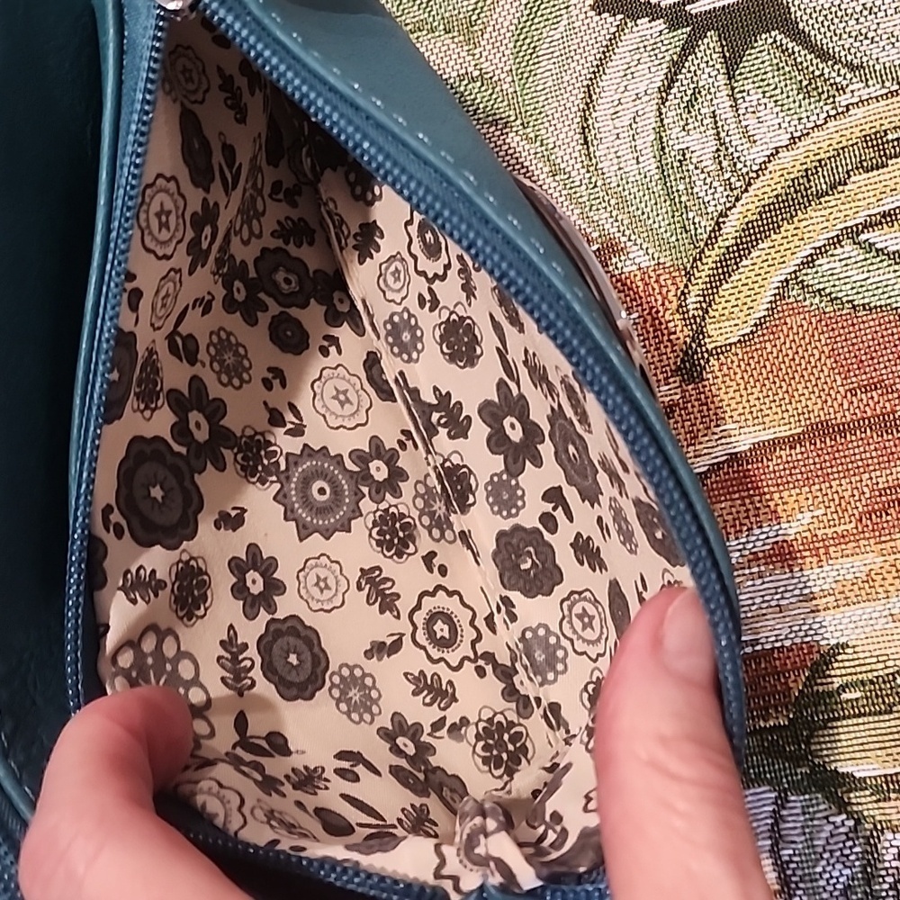 Teal Vegan Leather Crossbody or Clutch - Picture 10 of 12